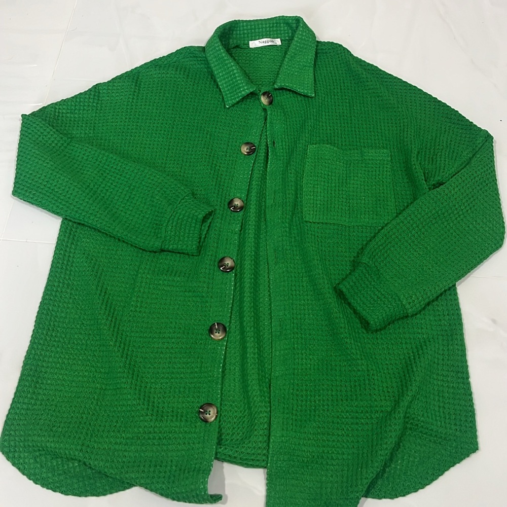 Green Button-Up Cardigan